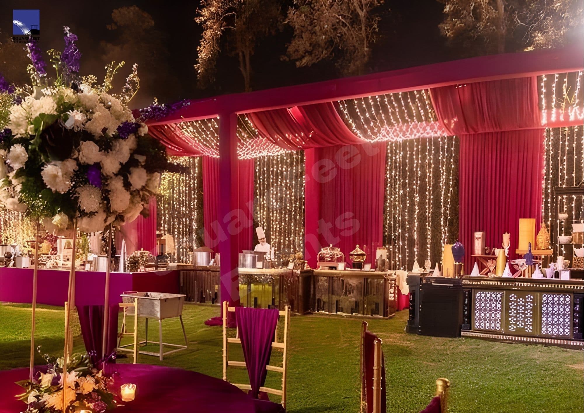 Tent Draping & Fairy Light Lawn Setup - Preview 3