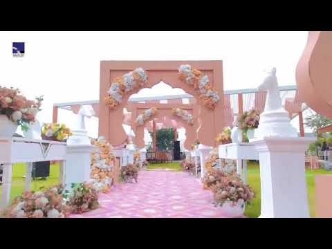 Peach and Floral Outdoor Wedding Setup